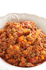 Homemade mince beef for lasagna cooking image