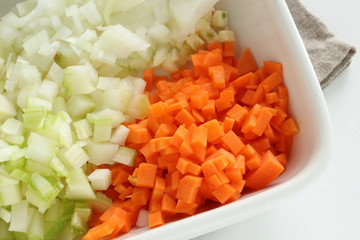 Chopped carrot and celery with onion