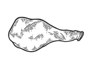 Not inflated air balloon sketch engraving vector illustration. Scratch board style imitation. Black and white hand drawn image.