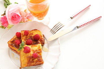 Raspberry and honey french toast