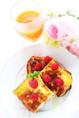 Raspberry and honey french toast