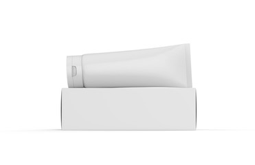 White blank glossy tube for cosmetics cream, gel, skin care, toothpaste, shampoo and medicine, mock up template on isolated white background, 3d illustration