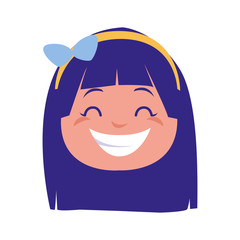happy little girl head character