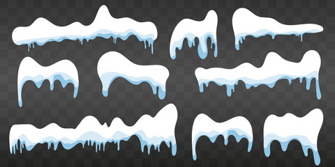 Snow ice. Winter design. Snow and ice. White blue snow pattern. Snow frame decoration isolated on blue background. Christmas, New Year. Frozen ice texture. Snowdrifts. Ice.