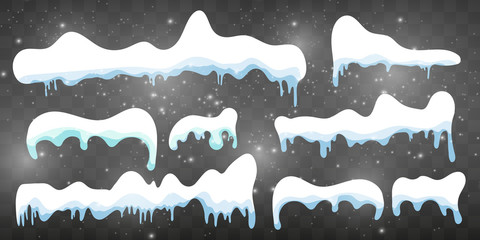 Snow ice. Winter design. Snow and ice. White blue snow pattern. Snow frame decoration isolated on blue background. Christmas, New Year. Frozen ice texture. Snowdrifts. Ice.