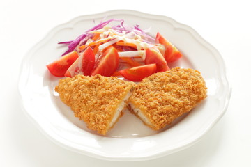 deppr fried fish served with tomato salad for Japanese food image