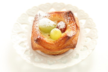 Grape and custrard cream Danish pastry