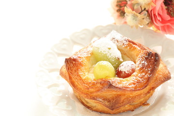 Grape and custrard cream Danish pastry