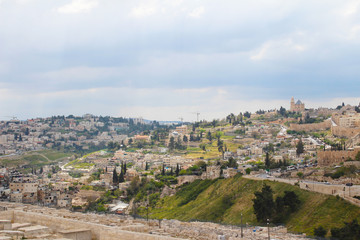 Fototapeta na wymiar Panoramic view on the Jewish Cemetery, Mount of Olives, Jerusalem,Israel
