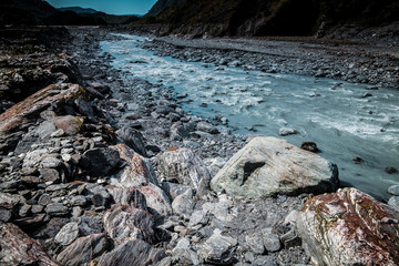 Mountain views, streams and lakes and plants of New Zealand