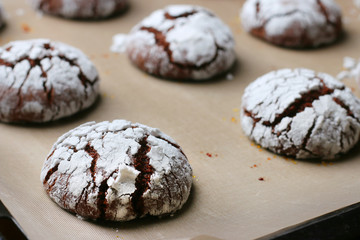 cookies chocolate cracks freshness. tasty dessert concept. cookies for holidayand christmas