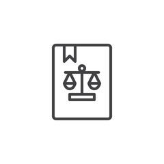 Law book with bookmark line icon. linear style sign for mobile concept and web design. Legal judge book outline vector icon. Symbol, logo illustration. Pixel perfect vector graphics
