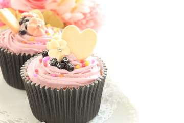 Blueberry cup cake for gourmet dessert image