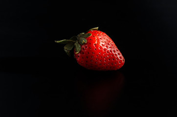  fresh strawberries. black background. crop 2019. one or more. Healthy food. Healthy lifestyle