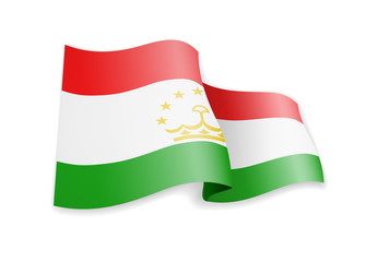 Tajikistan flag in the wind. Flag on white vector illustration