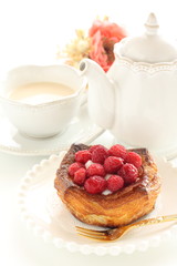 Homemade raspberry pastry and tea