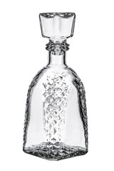 Crystal glass decanter isolated on white