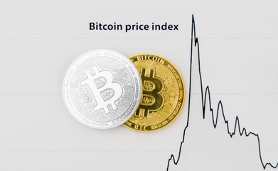 Physical bitcoins and Bitcoin Price Index on the paper.