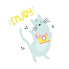 Funny cat photographer. Vector illustration