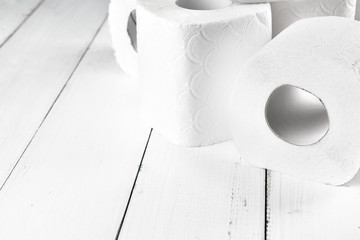 Simple toilet paper, close up side view