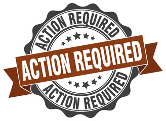 action required stamp. sign. seal