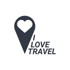 Travel logo template with heart. Vector illustration.