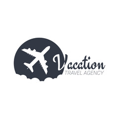 Fototapeta premium Travel logo template with airplane. Vector illustration.