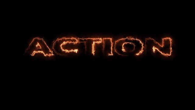 Text Action Burning Color with Black  Background