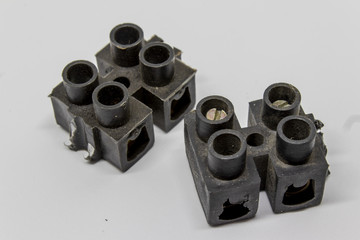 two isolated black connection part with white background