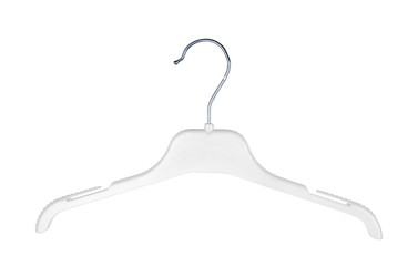 Wooden hangers on isolated white background