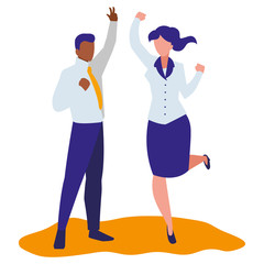 elegant business couple celebrating characters