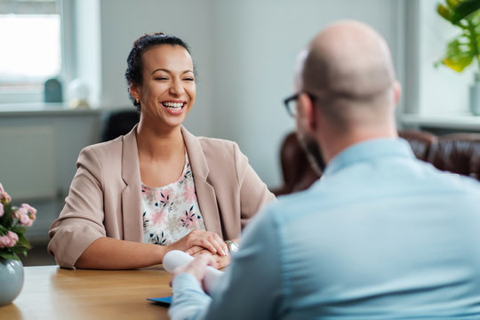 Black girl attending job interview