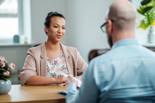 Black girl attending job interview