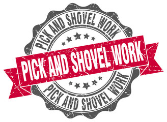 Obraz premium pick and shovel work stamp. sign. seal