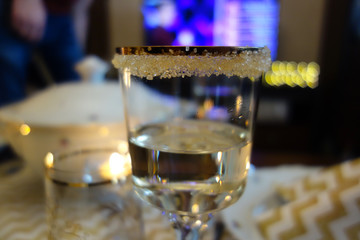 Ornate wineglass with cane sugar