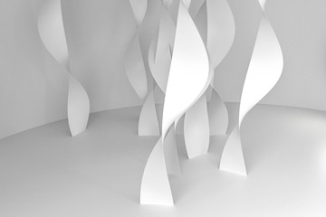 3d rendering, white smooth curves background