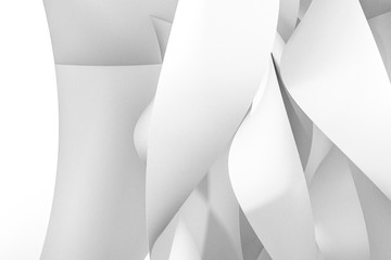 3d rendering, white smooth curves background