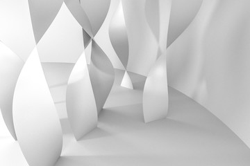 3d rendering, white smooth curves background