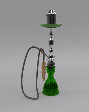 East relax green shisha for smoking tobacco from glass and metall material 3d illustration