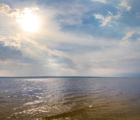 Fototapeta premium huge lake scene at the sunny day