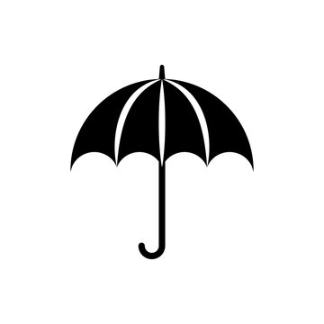 Vector image of flat, isolated, umbrella icons. Design a flat black umbrella icon