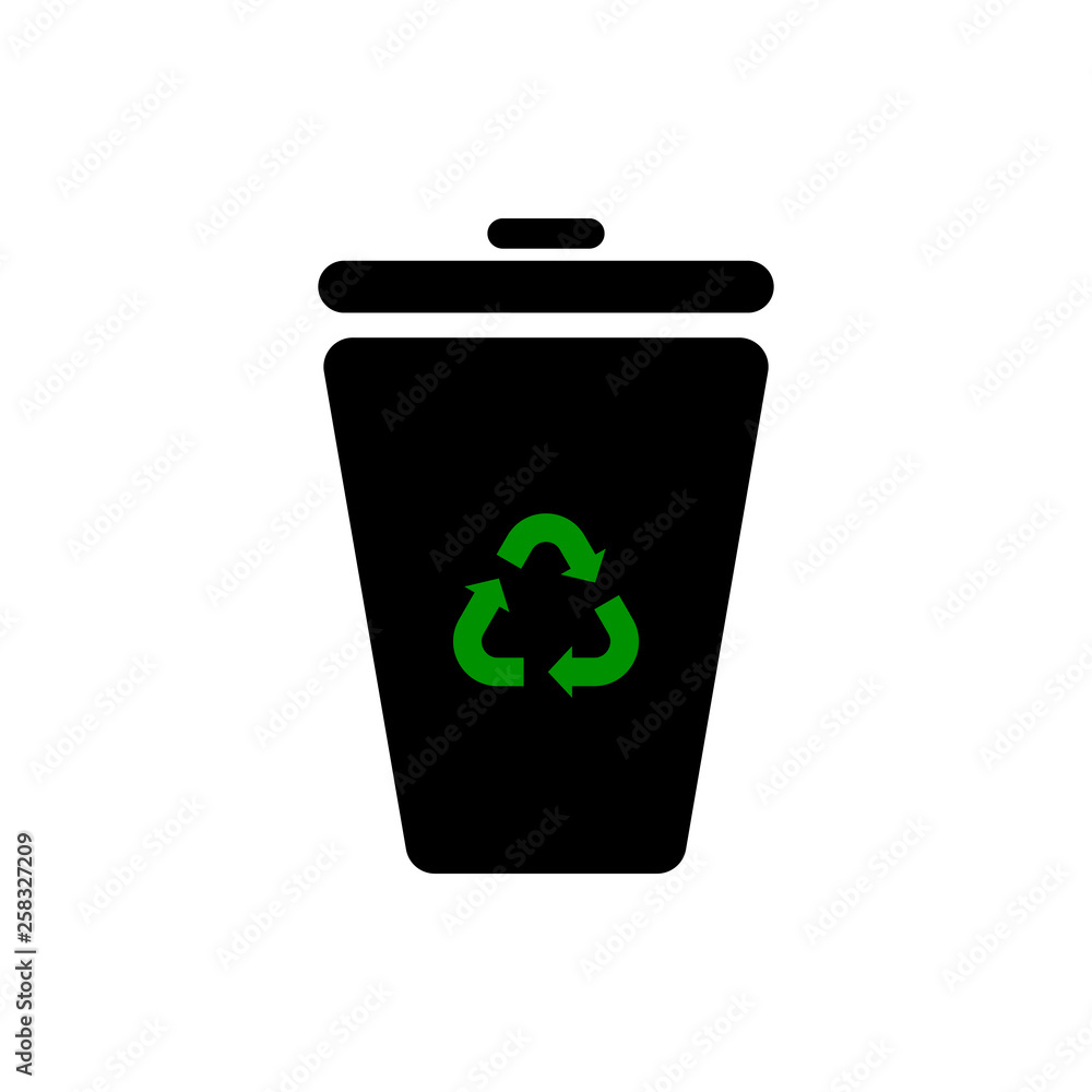 Poster vector image of a flat trash can icon. isolated trash can on white background