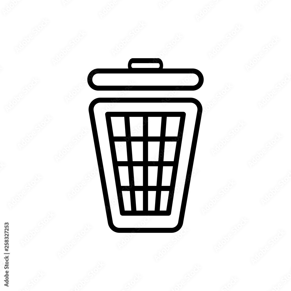 Poster vector image of a flat, linear trash can icon. isolated trash can on white background