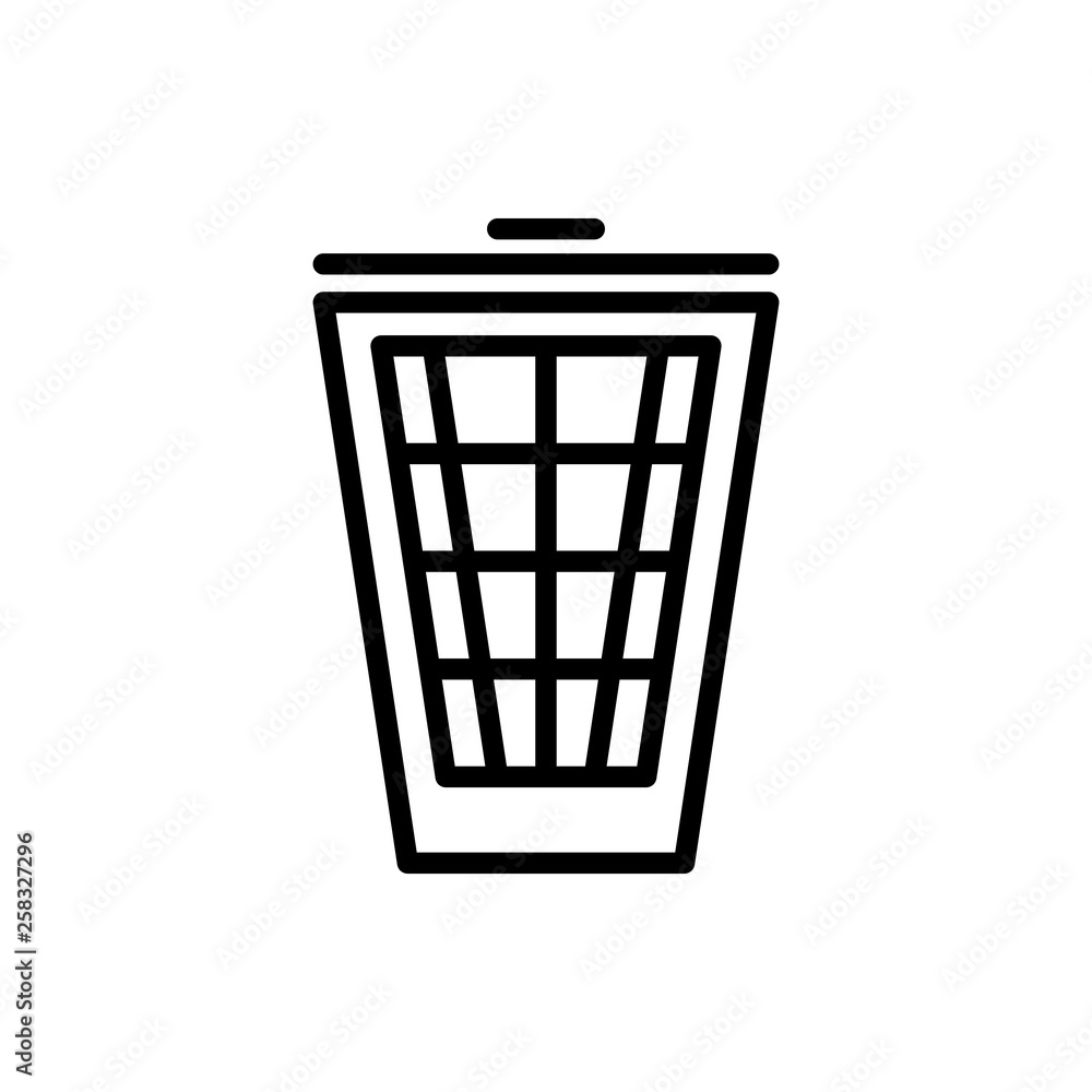 Aufkleber vector image of a flat, linear trash can icon. isolated trash can of black on white background