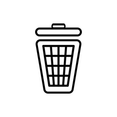 Vector image of a flat, linear trash can icon. Isolated trash can on white background