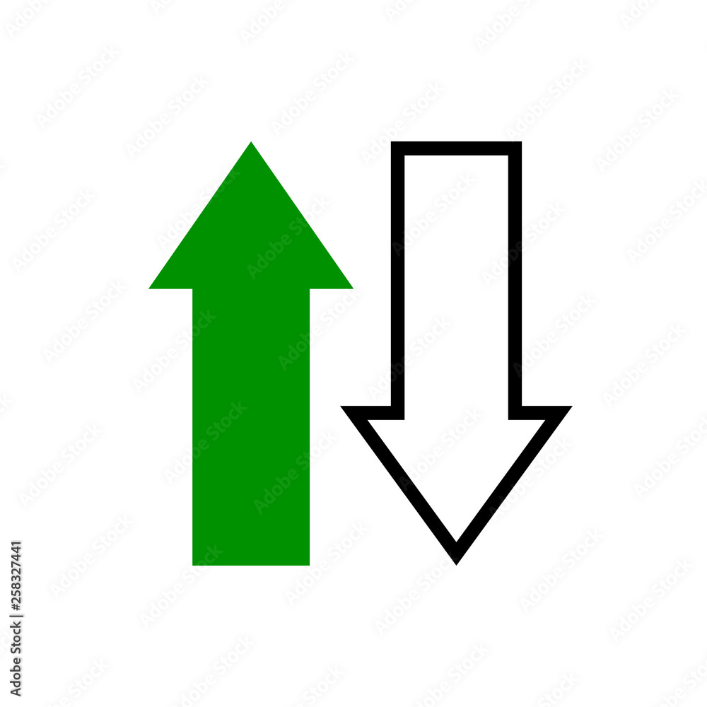 Poster vector image of a flat icon with arrows of black and green in opposite directions. design icons for 
