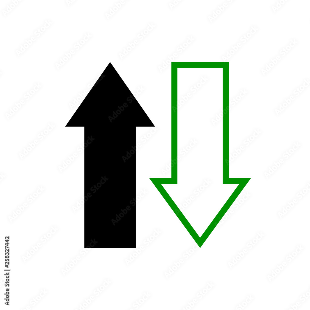 Poster vector image of a flat icon with arrows of black and green in opposite directions. design icons for 