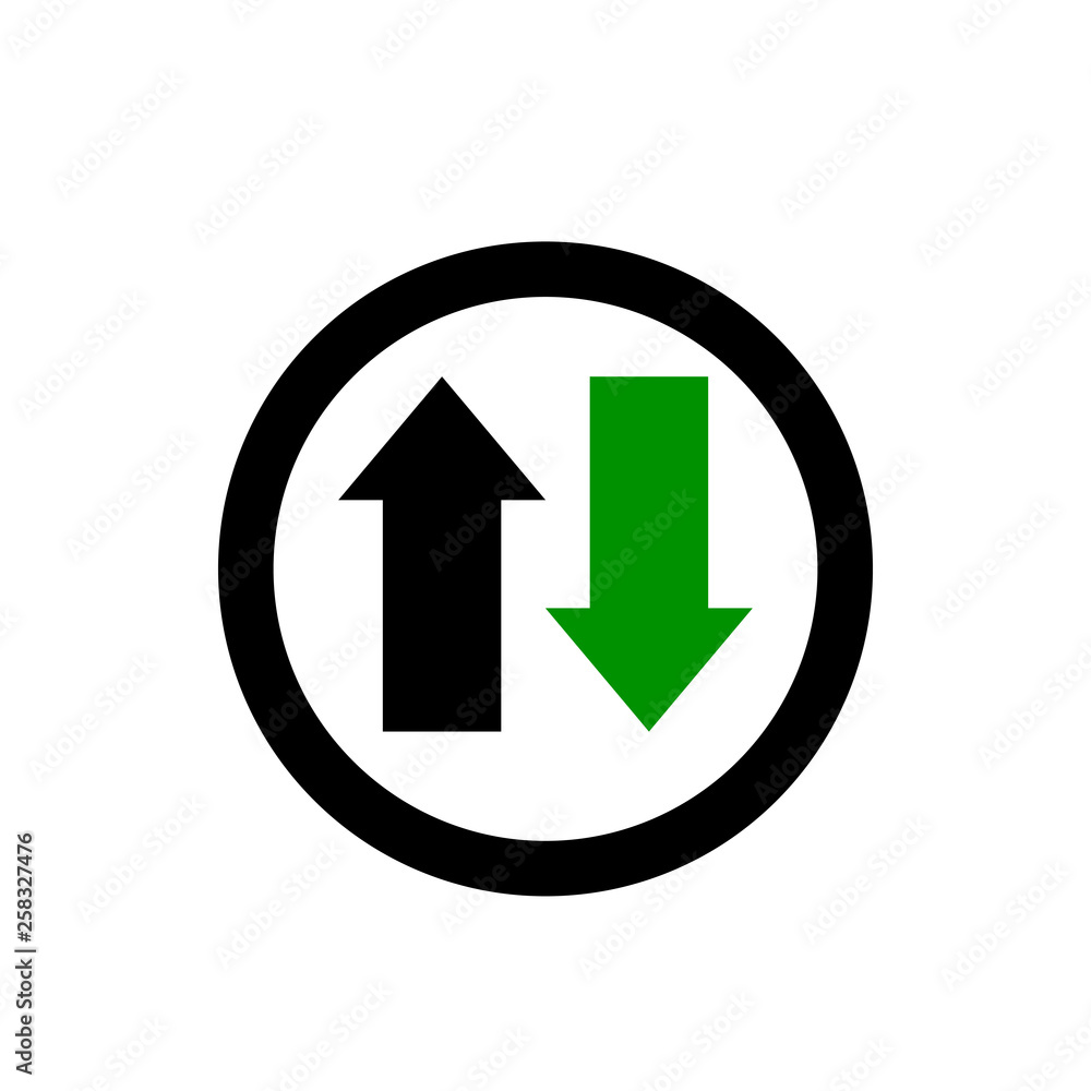 Poster vector image of a flat icon with arrows of black and green in opposite directions. design icons for 