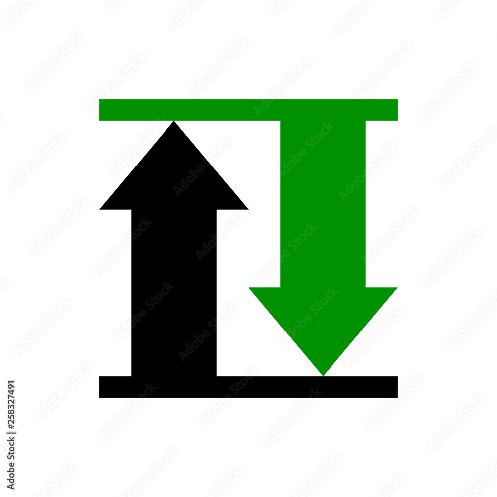 Poster vector image of a flat icon with arrows of black and green in opposite directions. design icons for 