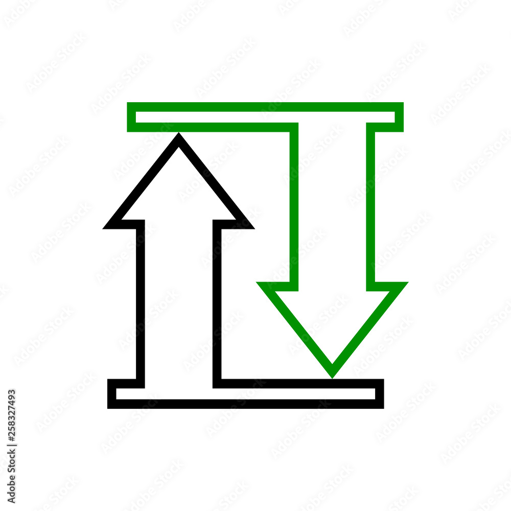 Aufkleber vector image of a flat icon with arrows of black and green in opposite directions. design icons for 